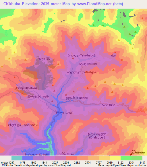 Ch'khuba,Georgia Elevation Map