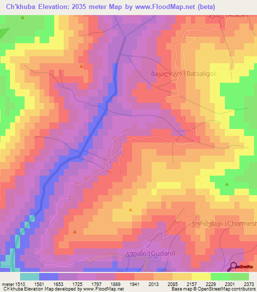 Ch'khuba,Georgia Elevation Map
