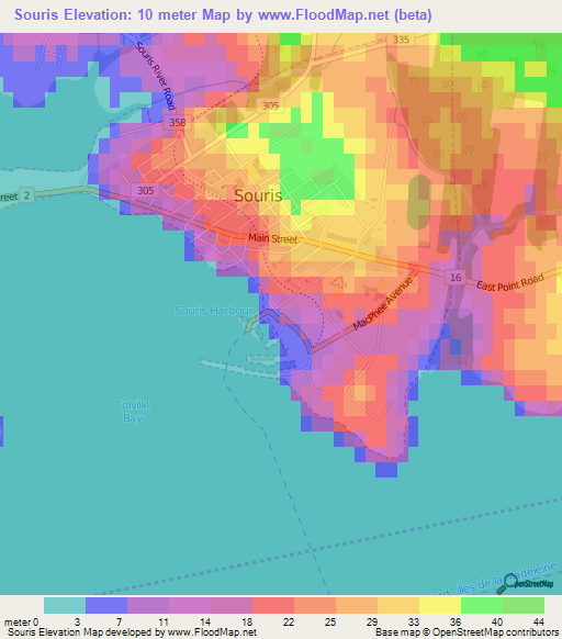 Souris,Canada Elevation Map