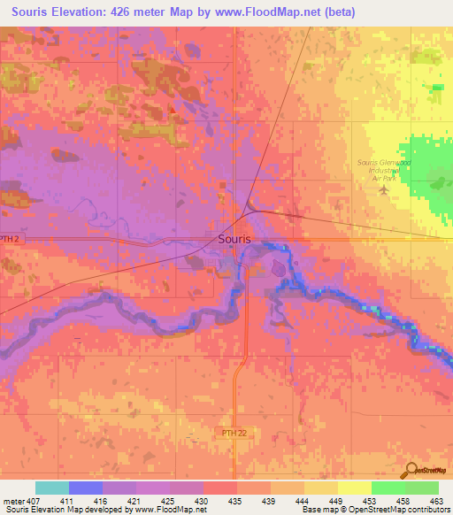 Souris,Canada Elevation Map