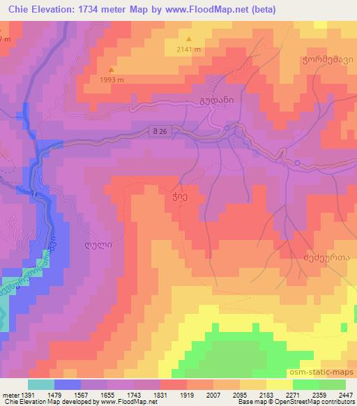 Chie,Georgia Elevation Map