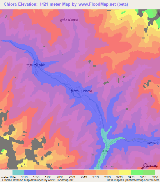Chiora,Georgia Elevation Map