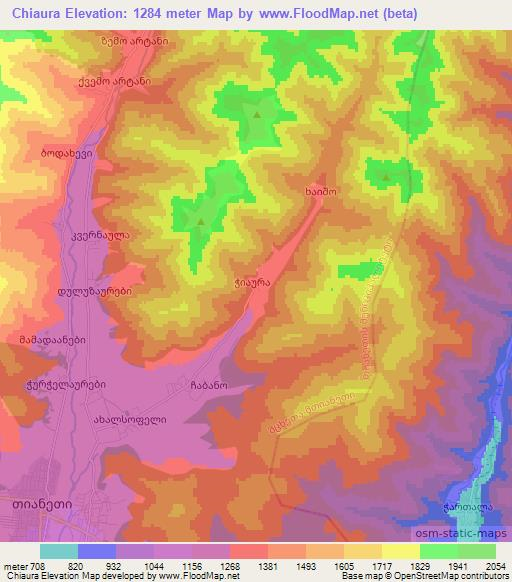 Chiaura,Georgia Elevation Map