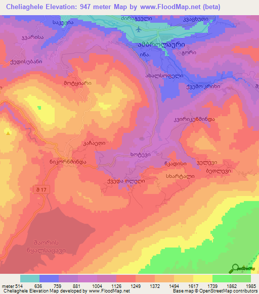 Cheliaghele,Georgia Elevation Map