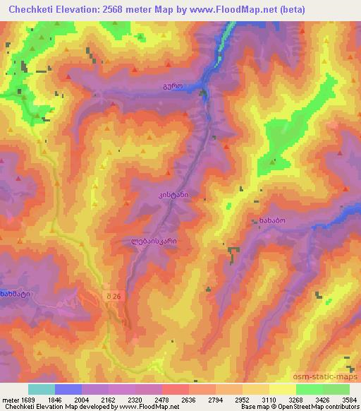 Chechketi,Georgia Elevation Map