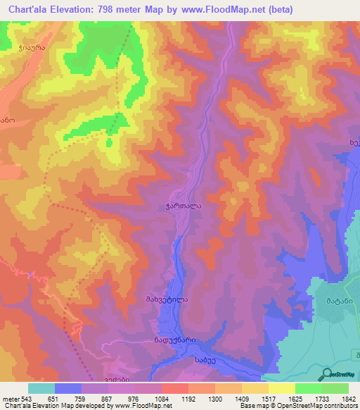 Chart'ala,Georgia Elevation Map