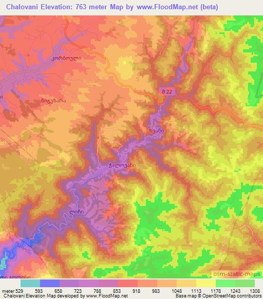 Chalovani,Georgia Elevation Map