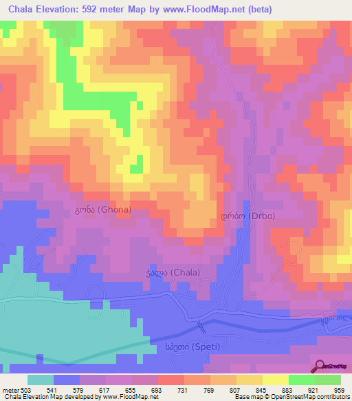 Chala,Georgia Elevation Map
