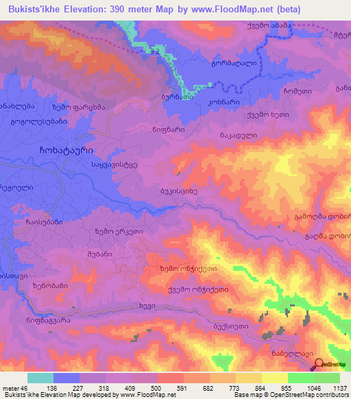 Bukists'ikhe,Georgia Elevation Map