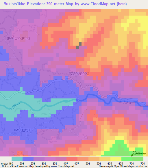 Bukists'ikhe,Georgia Elevation Map