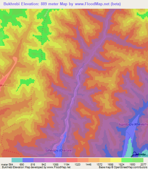 Bukhrebi,Georgia Elevation Map