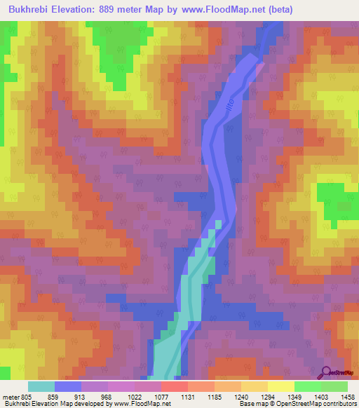 Bukhrebi,Georgia Elevation Map