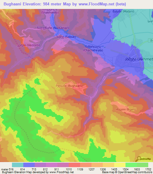 Bughaani,Georgia Elevation Map