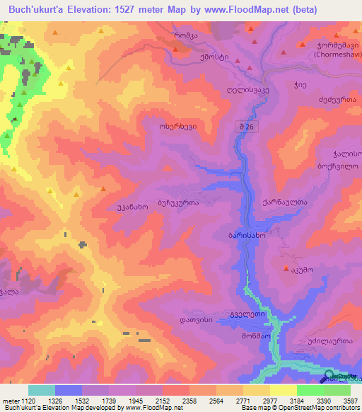 Buch'ukurt'a,Georgia Elevation Map