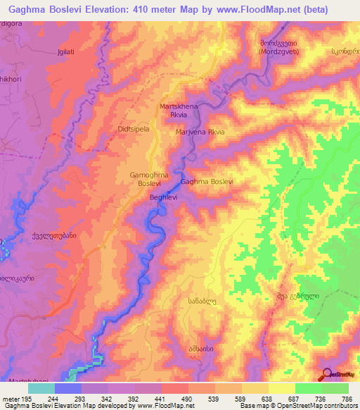 Gaghma Boslevi,Georgia Elevation Map