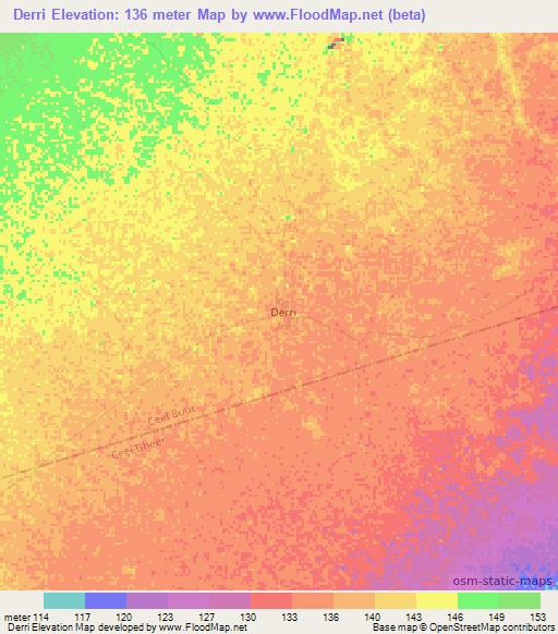 Derri,Somalia Elevation Map