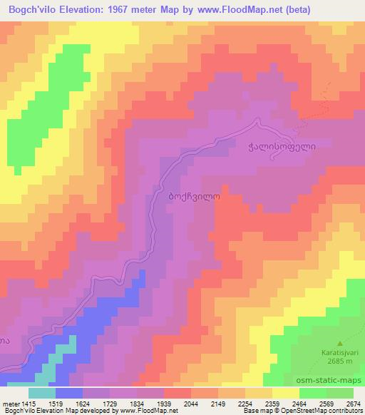Bogch'vilo,Georgia Elevation Map