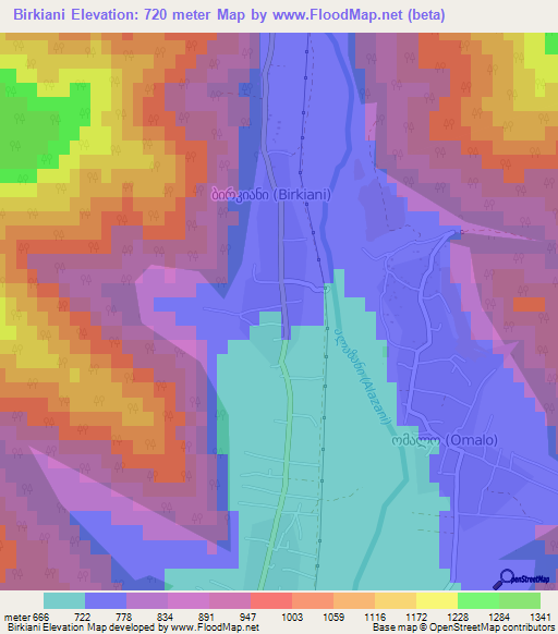 Birkiani,Georgia Elevation Map
