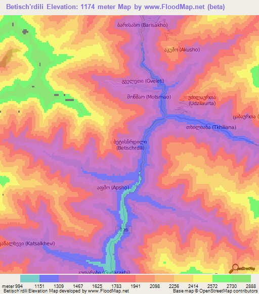Betisch'rdili,Georgia Elevation Map