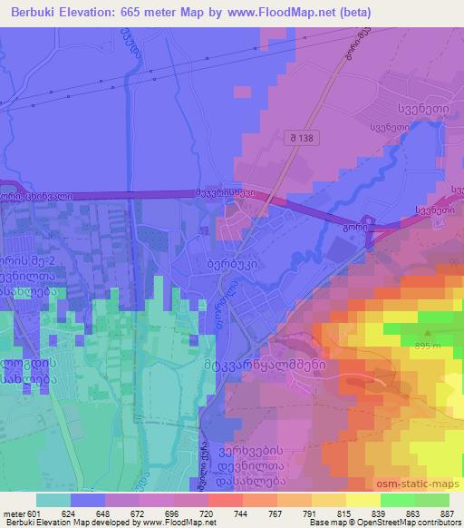 Berbuki,Georgia Elevation Map