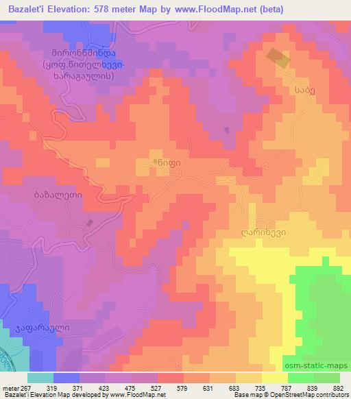 Bazalet'i,Georgia Elevation Map