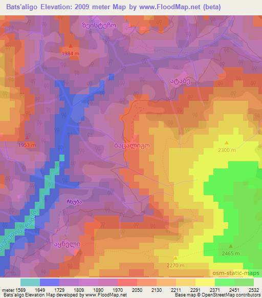 Bats'aligo,Georgia Elevation Map
