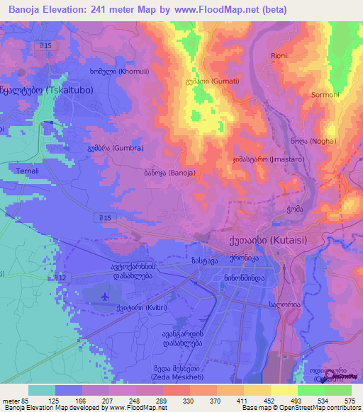 Banoja,Georgia Elevation Map