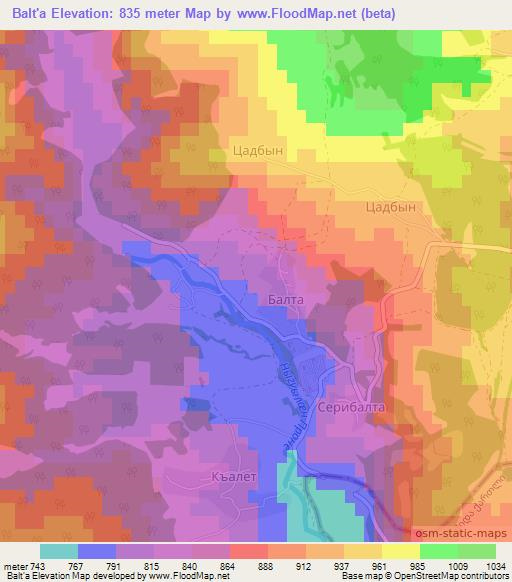 Balt'a,Georgia Elevation Map
