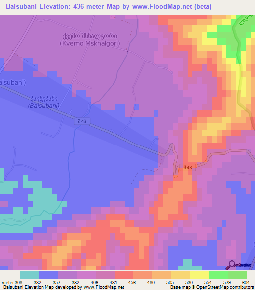 Baisubani,Georgia Elevation Map