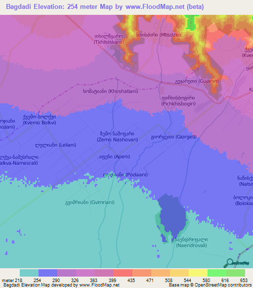 Bagdadi,Georgia Elevation Map