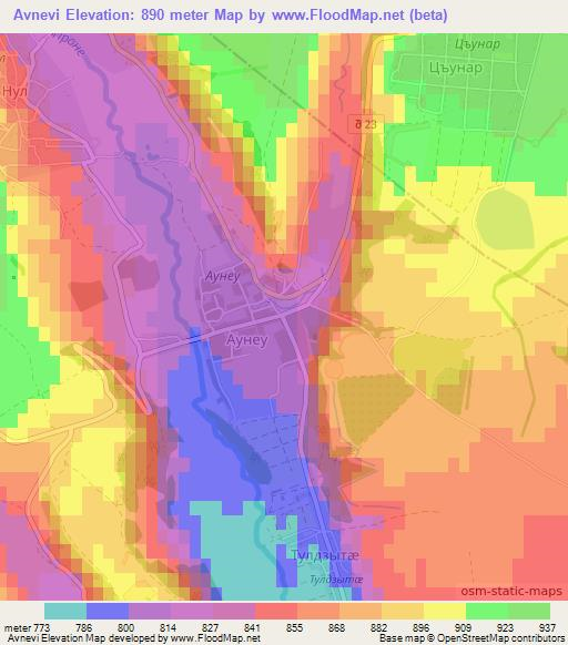 Avnevi,Georgia Elevation Map