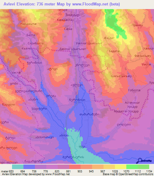 Avlevi,Georgia Elevation Map