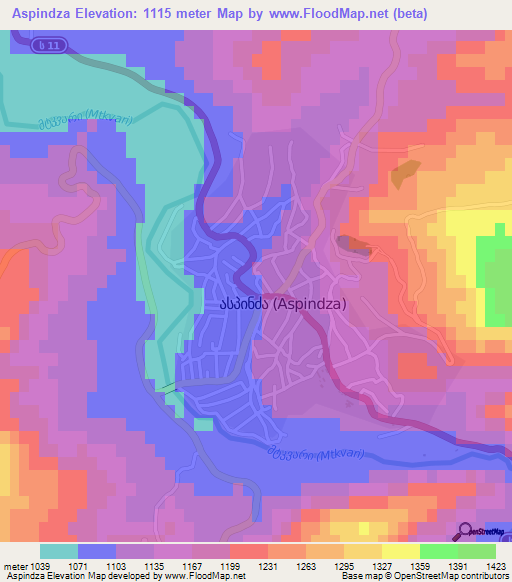 Aspindza,Georgia Elevation Map