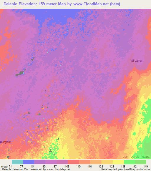 Delenle,Somalia Elevation Map