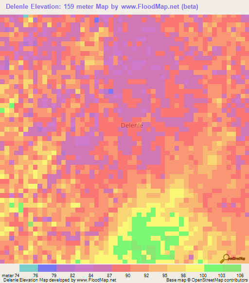 Delenle,Somalia Elevation Map