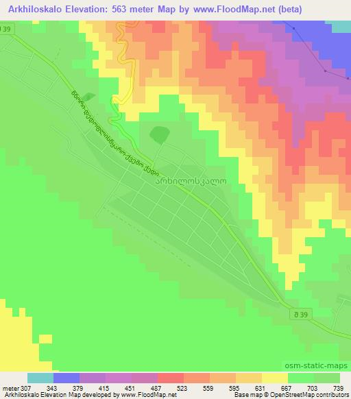 Arkhiloskalo,Georgia Elevation Map