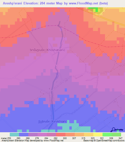 Areshp'erani,Georgia Elevation Map