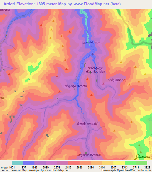 Ardoti,Georgia Elevation Map