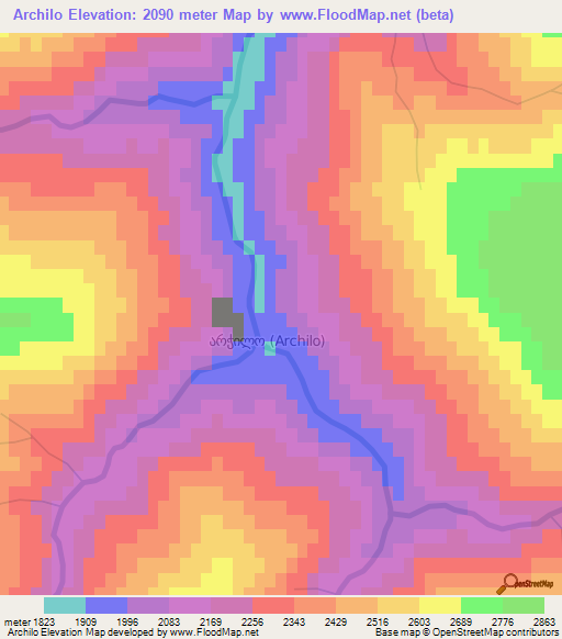 Archilo,Georgia Elevation Map