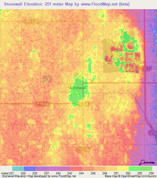 Stonewall,Canada Elevation Map