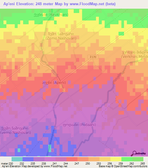 Ap'eni,Georgia Elevation Map