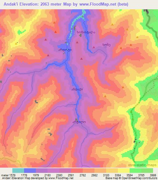 Andak'i,Georgia Elevation Map