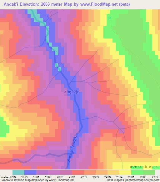 Andak'i,Georgia Elevation Map