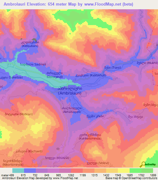 Ambrolauri,Georgia Elevation Map