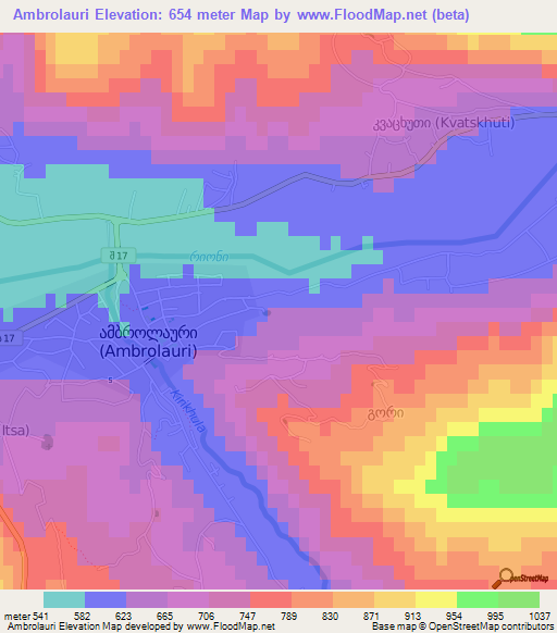 Ambrolauri,Georgia Elevation Map