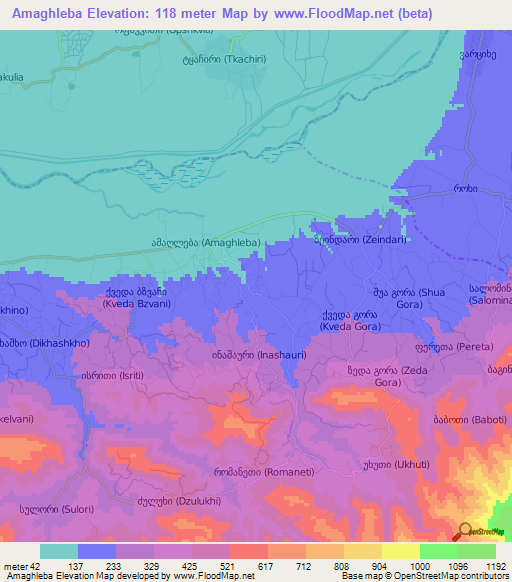 Amaghleba,Georgia Elevation Map