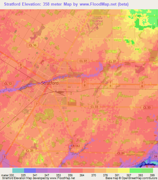 Stratford,Canada Elevation Map