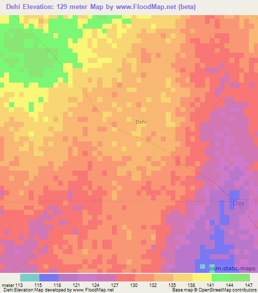 Dehi,Somalia Elevation Map