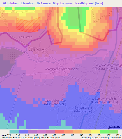 Akhalubani,Georgia Elevation Map