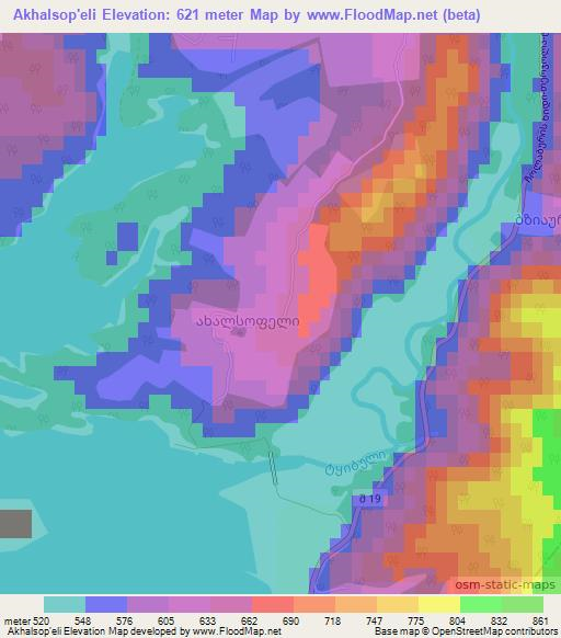Akhalsop'eli,Georgia Elevation Map